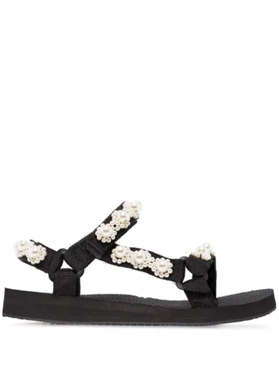 Arizona Love Trekky Pearl-embellished Sandals In Black,white