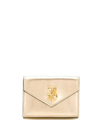 Moschino Dollar Sign Motif Plaque Purse In Gold