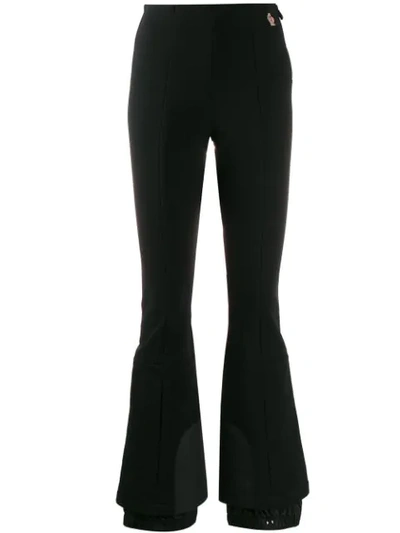 Moncler Double-cuff Flared Trousers In Nero