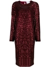 IN THE MOOD FOR LOVE SEQUIN MIDI-DRESS