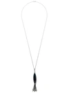 FAIRFAX & ROBERTS 18KT WHITE GOLD ENAMEL, DIAMOND AND SAPPHIRE PENDANT NECKLACE