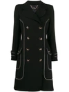 ELISABETTA FRANCHI CONTRAST PIPING DOUBLE-BREASTED COAT