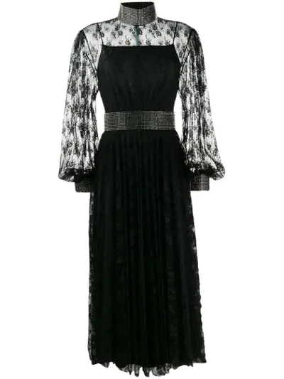 Christopher Kane Crystal-embellished Floral-lace Dress In Black