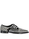 Dolce & Gabbana Rhinestone Embellished Derby Shoes In Black