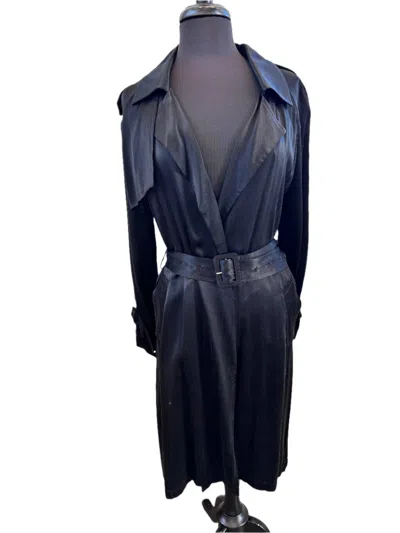209wst38 Women's Satin Trench Coat In Black