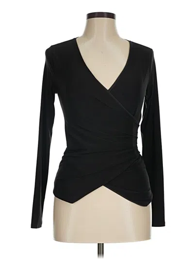Pre-owned 21 Saints Long Sleeve Top Black Plunge Neckline Tops