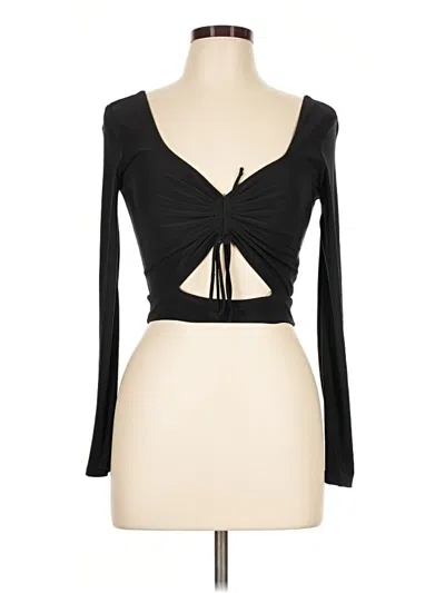 Pre-owned 21 Saints Long Sleeve Top Black Sweetheart Neckline Tops