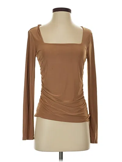 Pre-owned 21 Saints Long Sleeve Top Brown Scoop Neck Tops