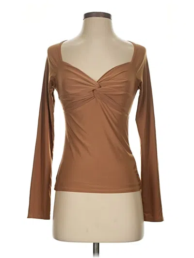 Pre-owned 21 Saints Long Sleeve Top Brown Sweetheart Neckline Tops