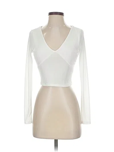 Pre-owned 21 Saints Long Sleeve Top White Plunge Neckline Tops