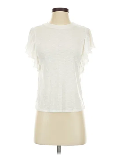 Pre-owned 21 Saints Short Sleeve Top Ivory Ruffles Neckline Tops