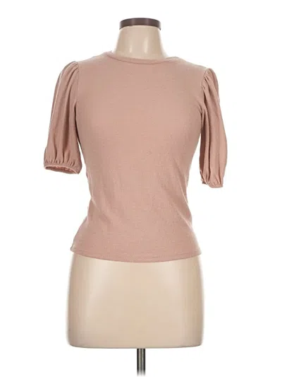 Pre-owned 21 Saints Short Sleeve Top Tan Boatneck Tops In Brown