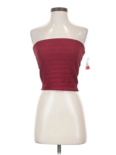 Pre-owned 21 Saints Sleeveless Top Burgundy Strapless Neckline Tops