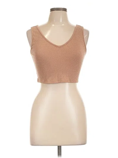 Pre-owned 21 Saints Sleeveless Top Tan Sweetheart Neckline Tops