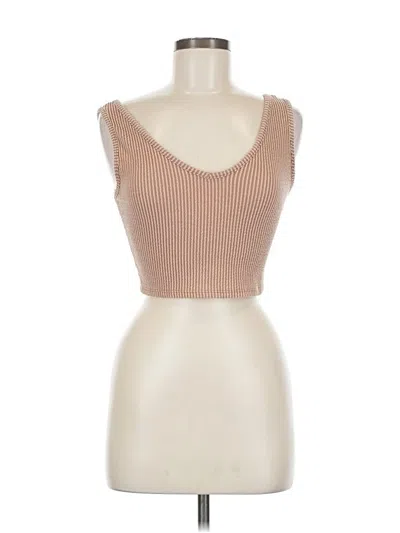 Pre-owned 21 Saints Sleeveless Top Tan Sweetheart Neckline Tops In Brown