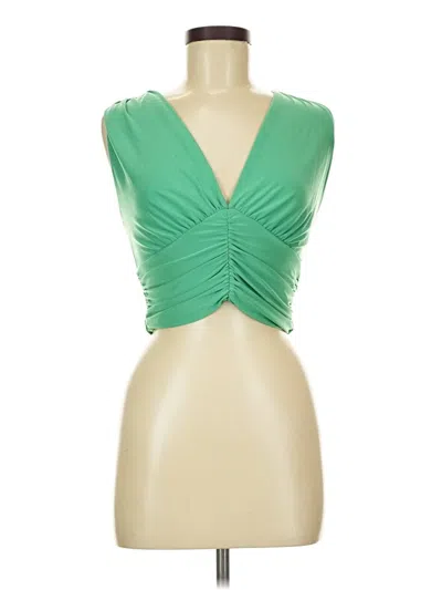 Pre-owned 21 Saints Tank Top Green Strapless Neckline Tops