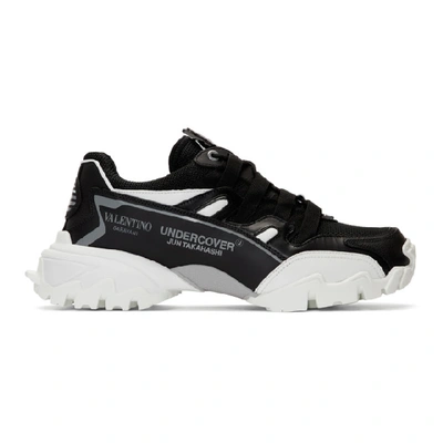 Valentino Garavani Vu V Face Chunky Leather Sneakers In Nero/bianco/grey
