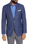 HUGO BOSS HARTLAY TRIM FIT WINDOWPANE WOOL SPORT COAT,5041773041700