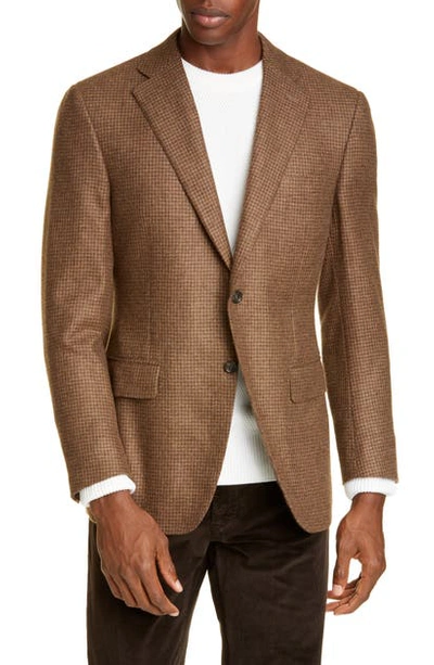 Canali Sienna Soft Houndstooth Cashmere Sport Coat In Brown