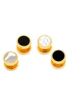 Cufflinks, Inc Double Sided Shirt Studs In Metallic Gold