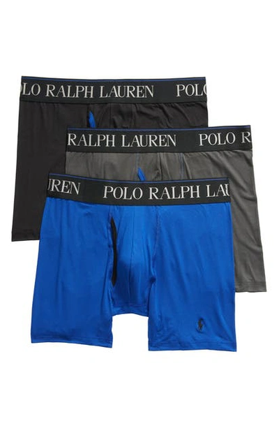 Polo Ralph Lauren 4d 3-pack Boxer Briefs In Charcoal/ Royal/ Black