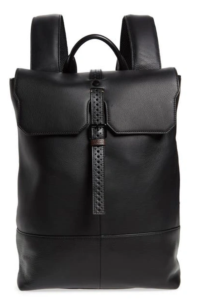 Ted Baker Reel Brogue Leather Backpack In Black
