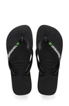 Havaianas Brasil Logo Man Flip Flops In Black/ Black