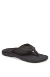 Olukai Hokua Flip Flop In Black/ Shadow Faux Leather
