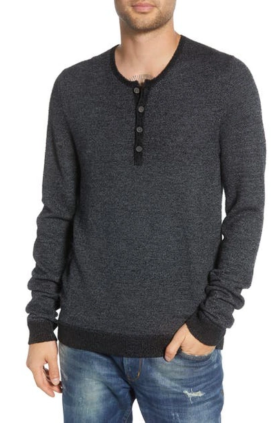 John Varvatos Star Usa Wool Blend Henley Sweater In Grey Heather