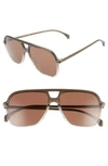 Gucci 58mm Navigator Sunglasses In Shiny Gradient Grey/ Crystal