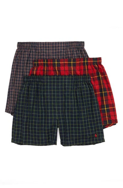 Polo Ralph Lauren 3-pack Woven Boxers In Black/ Fenway/ Vernon Plaid