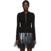 Ben Taverniti Unravel Project Black Front Lace-up Long Sleeve T-shirt