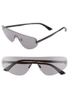 Mcq By Alexander Mcqueen Mcq Alexander Mcqueen Unisex Flat Top Shield Sunglasses, 99mm In Solid Smoke/ Smoke