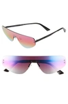 Mcq By Alexander Mcqueen 145mm Flat Top Rimless Shield Sunglasses In Silver/ Multicolor Mirror