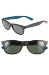 Ray Ban Small New Wayfarer 52mm Sunglasses In Rubber Black/ Green Solid