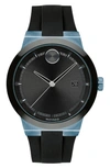 Movado Bold Fusion Silicone Strap Watch, 42mm In Black/ Blue
