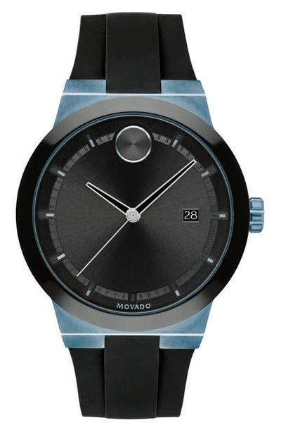 Movado Bold Fusion Silicone Strap Watch, 42mm In Black/ Blue