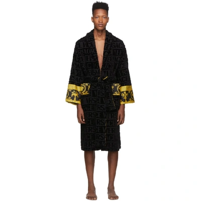 Versace Black I Heart Baroque Bath Robe