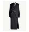 OFF-WHITE BELTED WOOL-BLEND MIDI WRAP DRESS