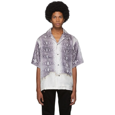 Amiri Python-print Silk Short-sleeved Shirt In Grey
