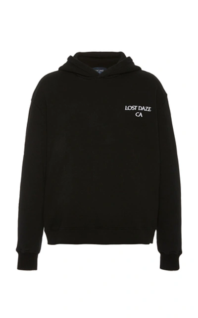 Lost Daze Collage Cotton Hooded Sweatshirt In Black