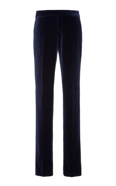 Ralph Lauren Greg Straight-leg Velvet Trousers In Blue