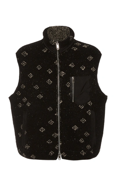 Lost Daze Embroidered Sherpa Waistcoat In Black