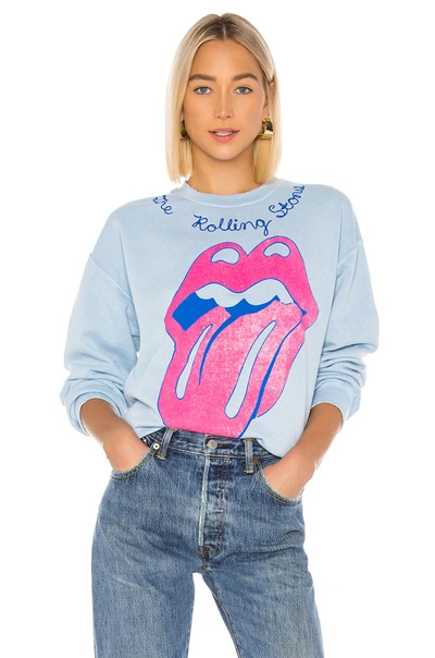 Madeworn Women's The Rolling Stones Chain Graphic Sweatshirt In Blue Haze