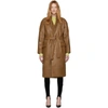 PUSHBUTTON PUSHBUTTON BROWN FAUX-LEATHER HOODY COAT