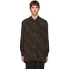 LEMAIRE LEMAIRE BROWN AND BLACK SATIN SHIRT