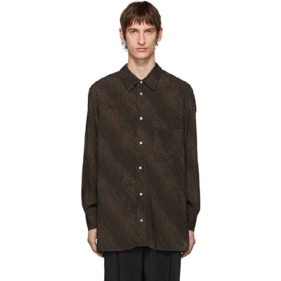 Lemaire Brown And Black Satin Shirt In 477 Truffle