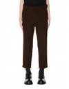 ANN DEMEULEMEESTER BROWN COTTON & WOOL CROPPED TROUSERS,1902-3404-193-060