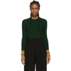 JW ANDERSON JW ANDERSON GREEN RIBBED LONG SLEEVE SWEATER