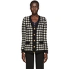 GUCCI GUCCI BLACK AND OFF-WHITE OVERSIZED HOUNDSTOOTH CARDIGAN